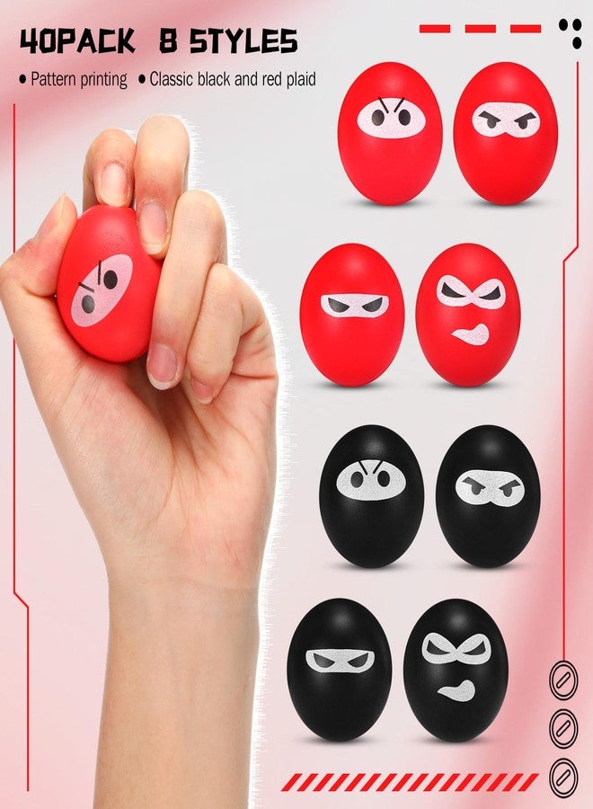 جيريفي مجموعة جيريفي المكونة من 40 كرة نينجا، كرات لتخفيف التوتر، كرات حسية من إسفنج البولي يوريثان، كرات مطاطية قابلة للضغط، مثالية كهدية في حفلات أعياد الميلاد والكريسماس، بأربعة تعابير وجه. - Image 2